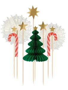 Meri Meri Cake Topper Set Christmas Honeycomb